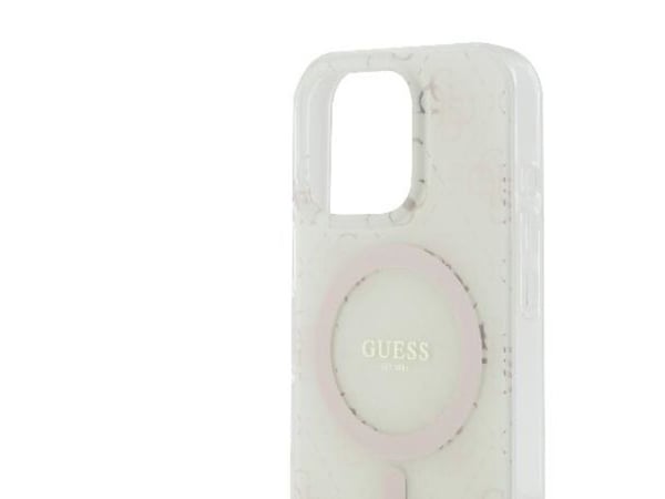 Guess IML 4G Background MagSafe-deksel til iPhone 16 Pro - hvit