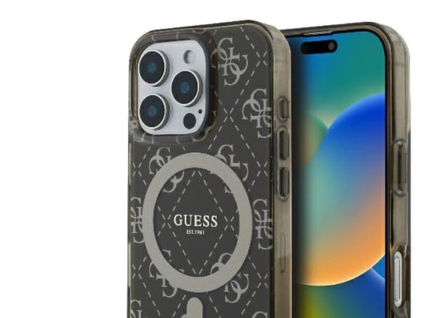 Apple iPhone 16 Pro Guess IML 4G Tausta MagSafe (GUHMP16LH4DTEW) dėklas telefonui rudos spalvos