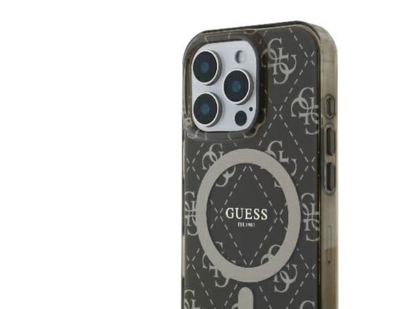 Apple iPhone 16 Pro Guess IML 4G Tausta MagSafe (GUHMP16LH4DTEW) dėklas telefonui rudos spalvos