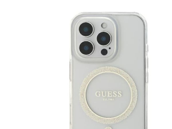 Guess GUHMP16LHFGERET iPhone 16 Pro 6,3" transparent harddeksel IML glitter sirkel MagSafe