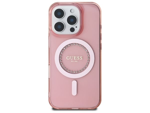 Guess Guess GUHMP16LPFTDTEP iPhone 16 Pro 6.3" vaaleanpunainen/vaaleanpunainen kovakotelo IML Rhinestones MagSafe