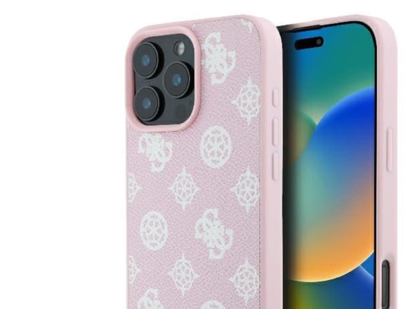 Guess Guess GUHMP16LPGPYSP iPhone 16 Pro 6.3" różowy/pinkki kovakotelo Peony Script Logo MagSafe