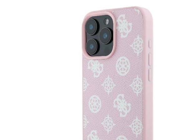 Guess Guess GUHMP16LPGPYSP iPhone 16 Pro 6.3" różowy/pinkki kovakotelo Peony Script Logo MagSafe