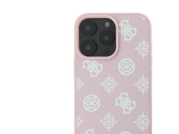 Guess Guess GUHMP16LPGPYSP iPhone 16 Pro 6.3" różowy/pinkki kovakotelo Peony Script Logo MagSafe