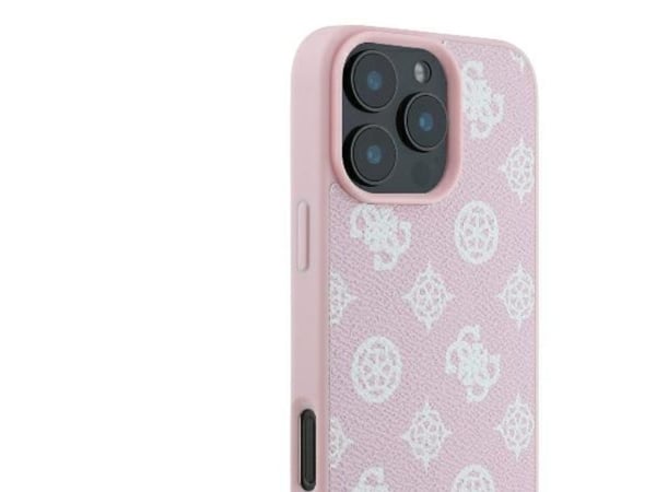 Guess Guess GUHMP16LPGPYSP iPhone 16 Pro 6.3" różowy/pinkki kovakotelo Peony Script Logo MagSafe