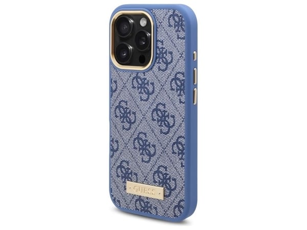 Guess 4G Logo Plate MagSafe kotelo Apple iPhone 16 Pro - sininen