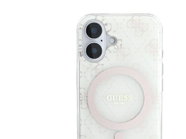 Guess IML 4G Background MagSafe-deksel for iPhone 16 Plus - hvit