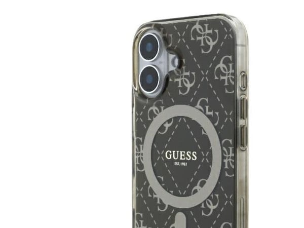 Apple iPhone 16 Guess IML 4G Tausta MagSafe (GUHMP16SH4DTEW) dėklas telefonui rudos spalvos