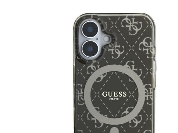 Apple iPhone 16 Guess IML 4G Tausta MagSafe (GUHMP16SH4DTEW) dėklas telefonui rudos spalvos