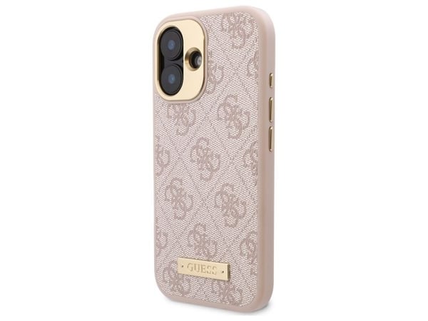 Guess 4G-logo plate MagSafe-deksel til iPhone 16 - rosa