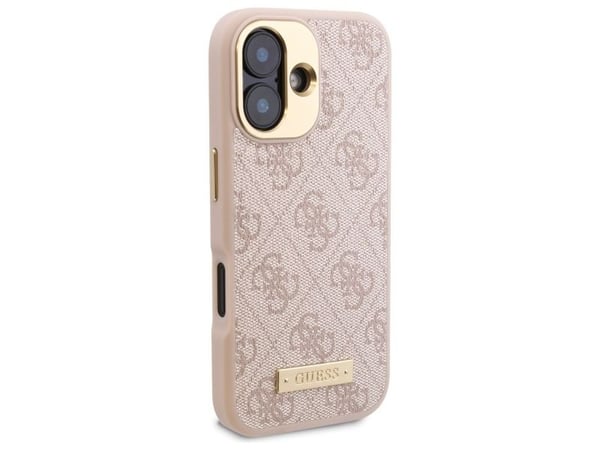 Guess 4G-logo plate MagSafe-deksel til iPhone 16 - rosa