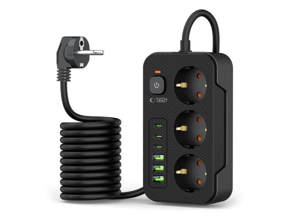 Tech-Protect pistorasia 3 pistorasiaa 2 m musta (5906302310555)
