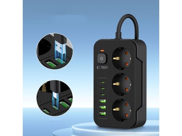 Tech-Protect pistorasia 3 pistorasiaa 2 m musta (5906302310555)