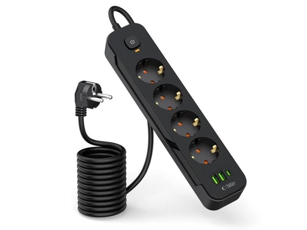 Listwa zasilajaca Tech-Protect TECH-PROTECT PCL4X3 POWER SOCKET LONG 2 USB & 1 TYPE-C & 4 SOCKET 200CM BLACK