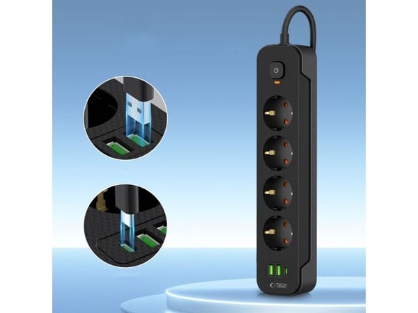 Listwa zasilajaca Tech-Protect TECH-PROTECT PCL4X3 POWER SOCKET LONG 2 USB & 1 TYPE-C & 4 SOCKET 200CM BLACK
