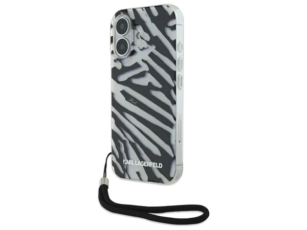 Karl Lagerfeld korkki iPhone 16 6.1 "KLHCP16SHZBPKCCK musta Hardcase IML Zebra kuvio &amp; johto