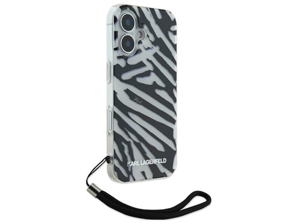 Karl Lagerfeld korkki iPhone 16 6.1 "KLHCP16SHZBPKCCK musta Hardcase IML Zebra kuvio &amp; johto