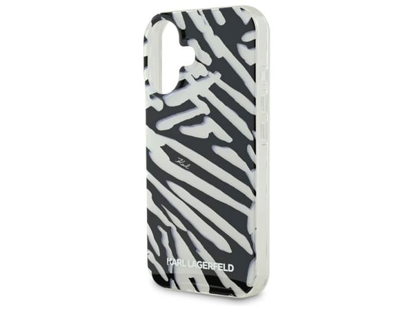 Karl Lagerfeld korkki iPhone 16 6.1 "KLHCP16SHZBPKCCK musta Hardcase IML Zebra kuvio &amp; johto