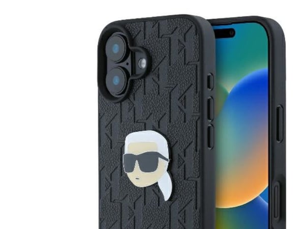 Karl Lagerfeld Monogram Karl Head Pin-skal för iPhone 16 - svart