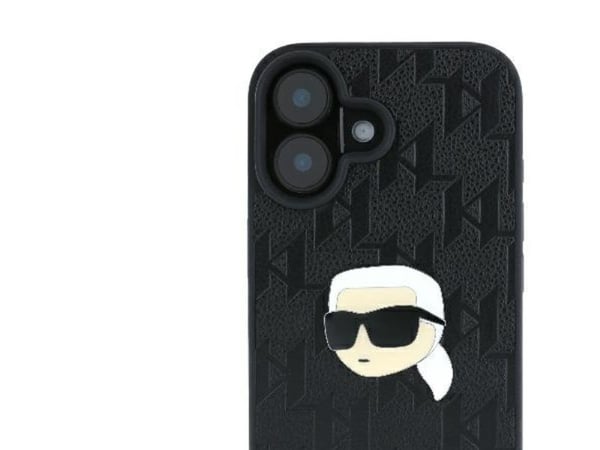 Karl Lagerfeld Monogram Karl Head Pin-skal för iPhone 16 - svart