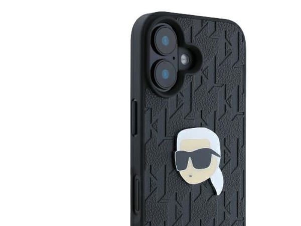 Karl Lagerfeld Monogram Karl Head Pin-skal för iPhone 16 - svart