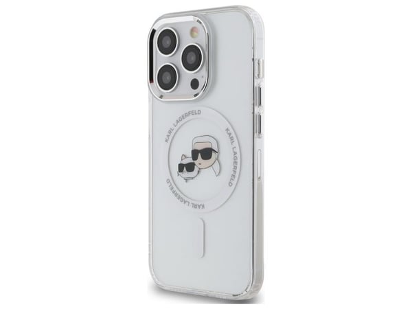 Karl Lagerfeld IML Metal Karl & Choupette MagSafe-fodral till iPhone 14 Pro Max - Vit