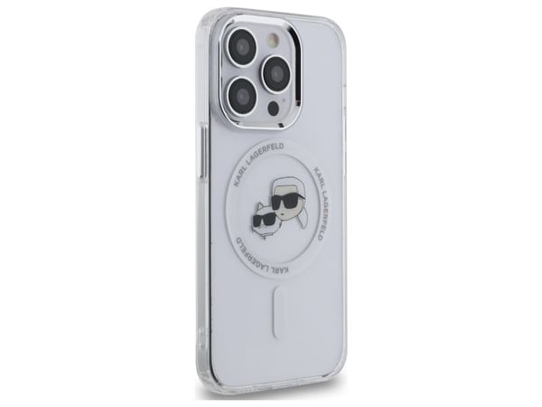 Karl Lagerfeld IML Metal Karl & Choupette MagSafe-fodral till iPhone 14 Pro Max - Vit