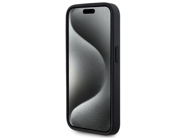 Karl Lagerfeld lær monogram Metall-Logo MagSafe etui til iPhone 15 Pro - sort