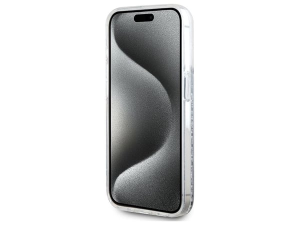 Karl Lagerfeld Liquid Glitter Karl & Choupette head Magsafe-fodral för iPhone 15 Pro Max - Klar