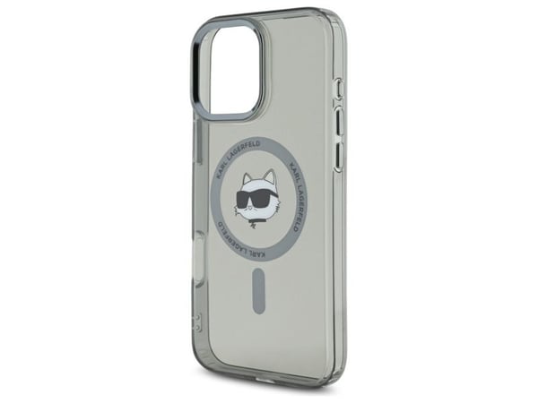 Karl Lagerfeld cap for iPhone 16 Pro 6,3" KLHMP16LHLSCHK svart Hardcase IML Metal Choupette Head MagSafe