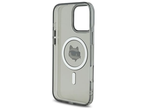 Karl Lagerfeld cap for iPhone 16 Pro 6,3" KLHMP16LHLSCHK svart Hardcase IML Metal Choupette Head MagSafe
