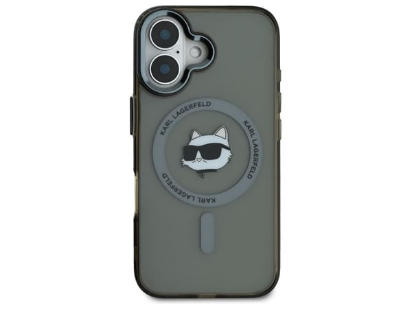Karl Lagerfeld korkki iPhone 16 Plus 6.7" KLHMP16MHLSCHK musta Hardcase IML metalli Choupette Head MagSafe