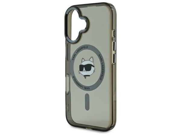 Karl Lagerfeld cap for iPhone 16 Plus 6,7" KLHMP16MHLSCHK svart Hardcase IML Metal Choupette Head MagSafe