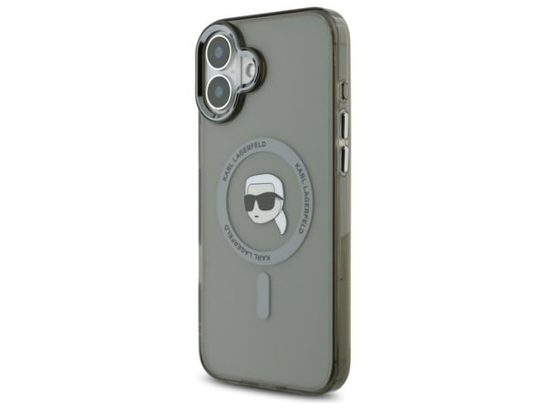 Karl Lagerfeld korkki iPhone 16 6.1" KLHMP16SHLSKIK musta Hardcase IML metalli Karl Head MagSafe