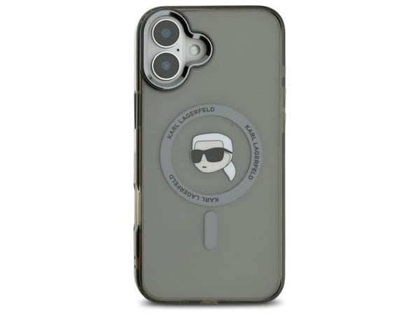 Karl Lagerfeld korkki iPhone 16 6.1" KLHMP16SHLSKIK musta Hardcase IML metalli Karl Head MagSafe
