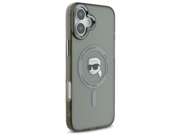 Karl Lagerfeld korkki iPhone 16 6.1" KLHMP16SHLSKIK musta Hardcase IML metalli Karl Head MagSafe
