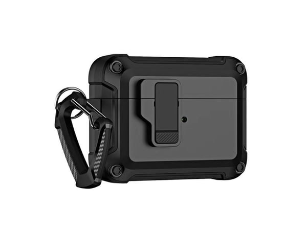 Hurtel Pro Armour AirPods kotelo koukulla - AirPods 4 - musta