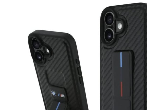 BMW M Grip Stand Smooth og karbon-etui til iPhone 16 - svart
