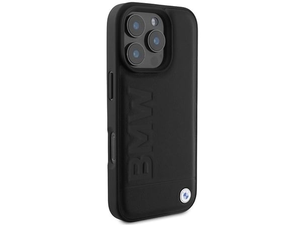 BMW Leather Hot Stamp MagSafe-deksel for iPhone 16 Pro Max - Svart