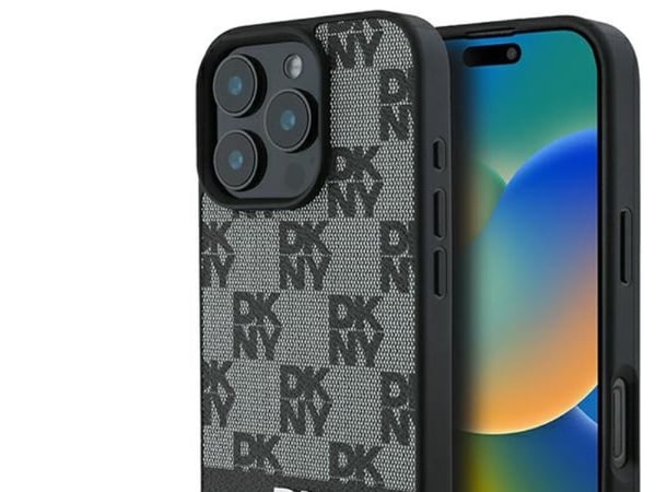 DKNY DKHCP16LPCPTSSK iPhone 16 Pro 6,3" svart hardcase rutemønster & trykte striper