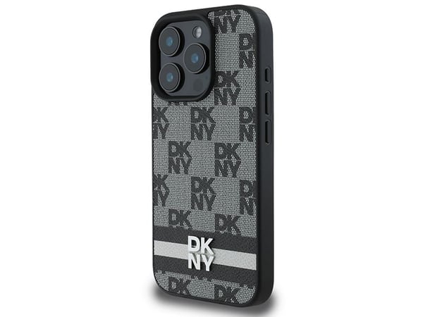 DKNY DKHCP16LPCPTSSK iPhone 16 Pro 6,3" svart hardcase rutemønster & trykte striper