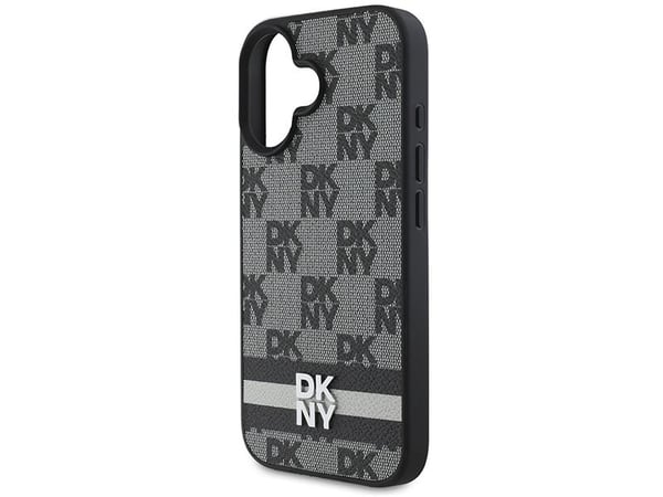 Apple iPhone 16 DKNY Checkered Pattern &amp; Printed Stripes (DKHCP16SPCPTSSK) dėklas telefonui juodos spalvos