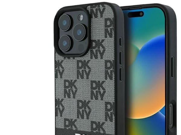 DKNY iPhone 16 Pro Max 6,9" svart hardcase rutete & trykte striper (DKHCP16XPCPTSSK)