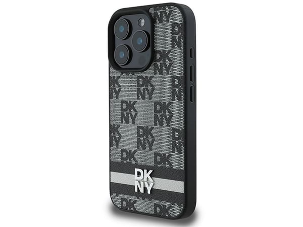 DKNY iPhone 16 Pro Max 6,9" svart hardcase rutete & trykte striper (DKHCP16XPCPTSSK)