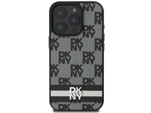 DKNY iPhone 16 Pro Max 6,9" svart hardcase rutete & trykte striper (DKHCP16XPCPTSSK)