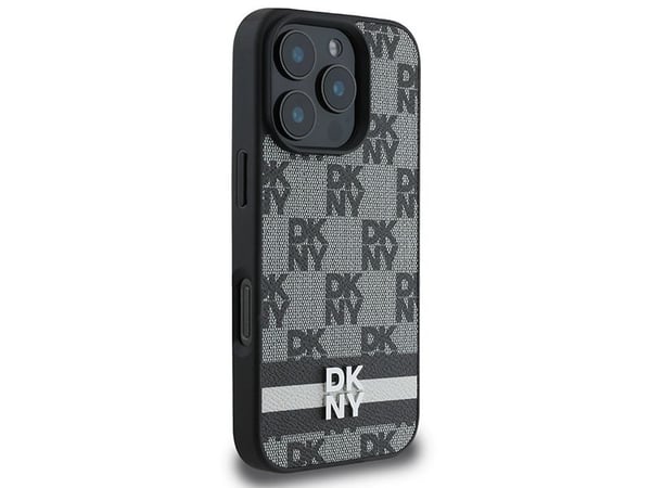 DKNY iPhone 16 Pro Max 6,9" svart hardcase rutete & trykte striper (DKHCP16XPCPTSSK)