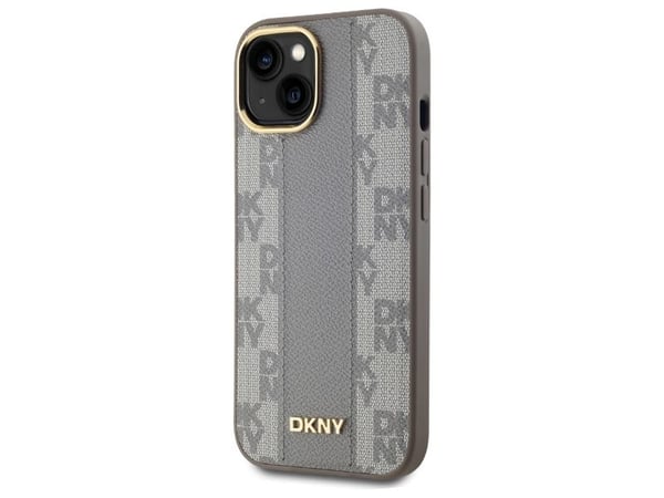 Dėklas DKNY DKHMP15MPCPVSLE iPhone 15 Plus 6.7" smėlio spalva/beige kovakotelo Nahka Checkered Mono Pattern MagSafe