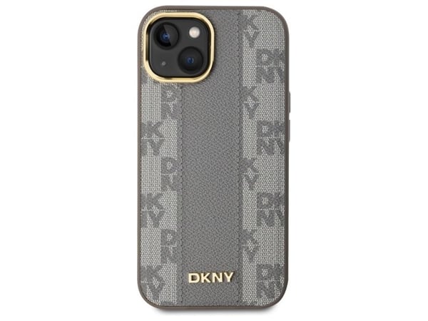 Dėklas DKNY DKHMP15MPCPVSLE iPhone 15 Plus 6.7" smėlio spalva/beige kovakotelo Nahka Checkered Mono Pattern MagSafe