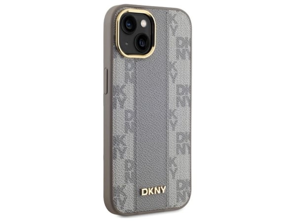 Dėklas DKNY DKHMP15MPCPVSLE iPhone 15 Plus 6.7" smėlio spalva/beige kovakotelo Nahka Checkered Mono Pattern MagSafe