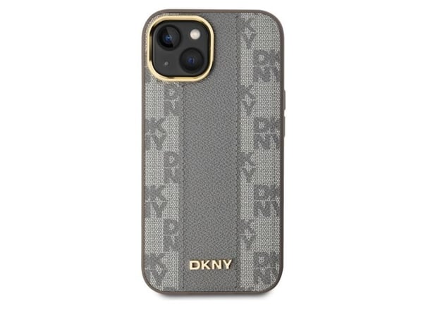 DKNY DKHMP15SPCPVSLE iPhone 15 6,1" beige/beige hardcase i skinn med rutete ensfarget mønster MagSafe